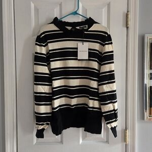 Who What Wear Black and Cream Striped Plus Size 2X Sweater New